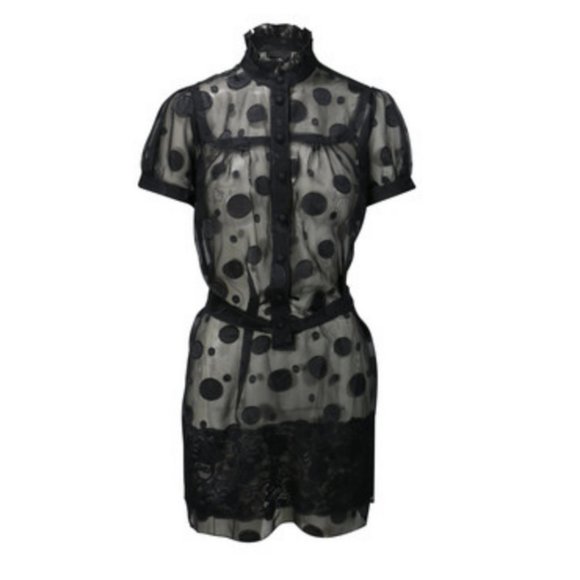 Anna Sui for Target Sheer Polka Dot Black Dress M - Picture 1 of 4